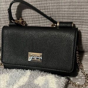 LG Black Pebbled Leather Crossbody with Gold Hardware